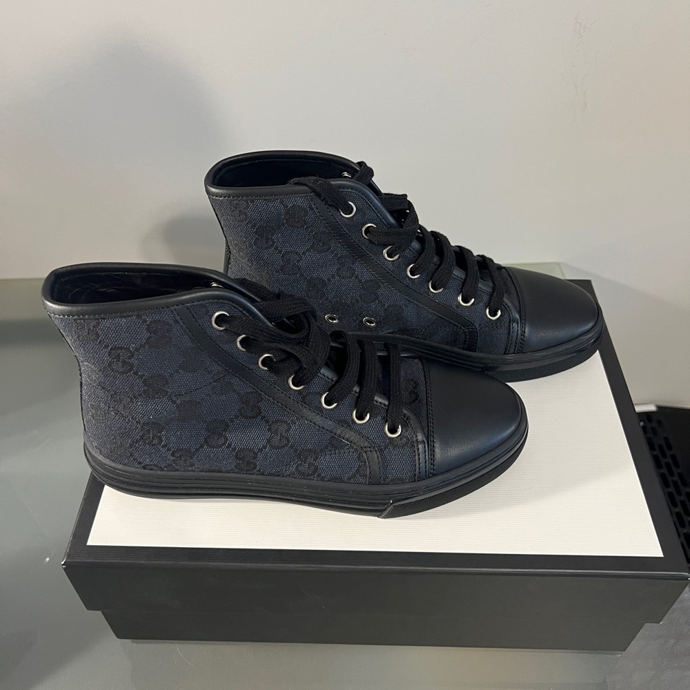 Gucci Black Monogram High-Top Sneakers - Picture 1 of 6
